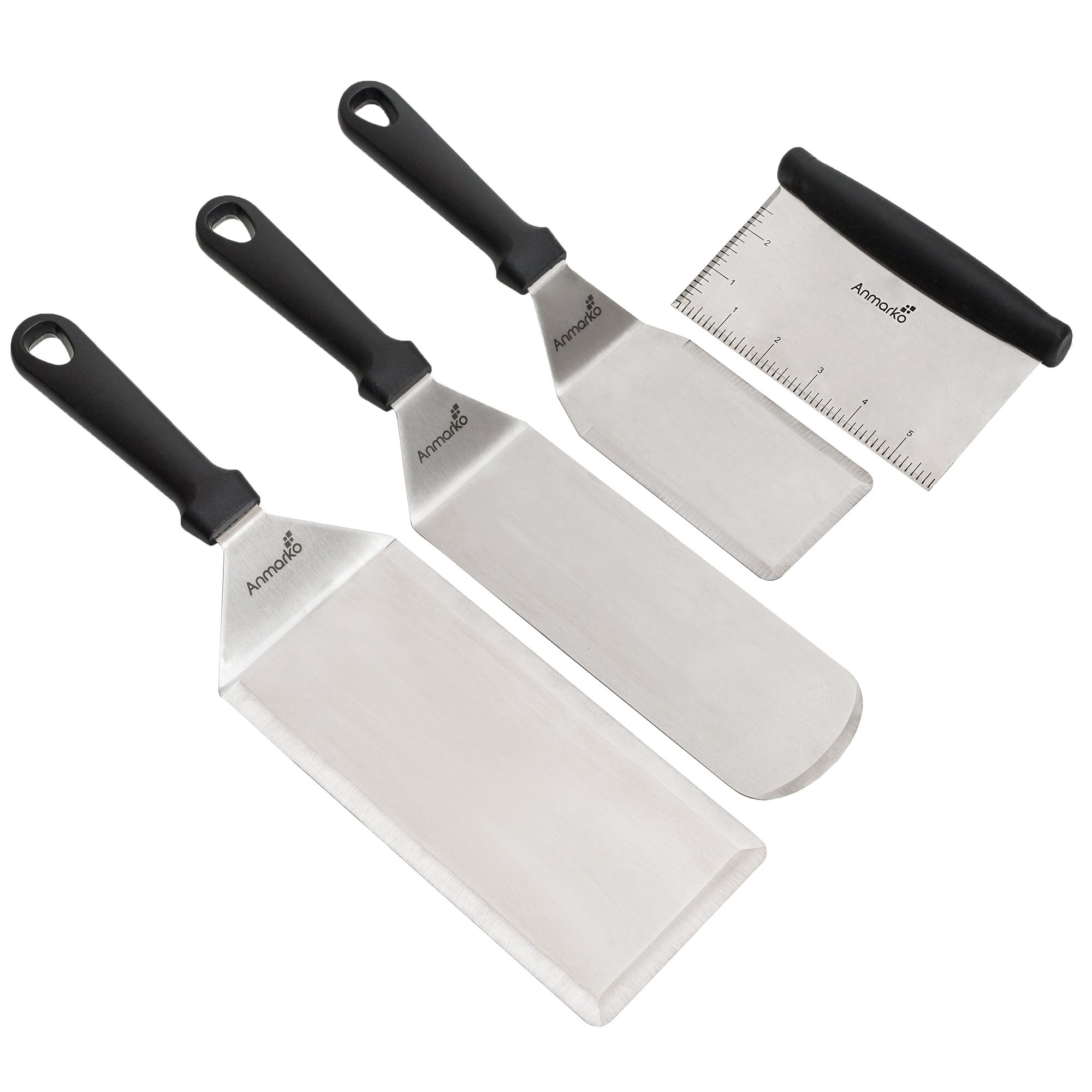 Premium Metal Spatula Set - Heavy Duty Griddle Scraper, Pancake Flipper & Hamburger Turner - Commercial Grade BBQ Grill Accessories for Flat Top, Cast Iron Griddles & Outdoor Cooking - Perfect for Backyard BBQs, Camping & Restaurant Use