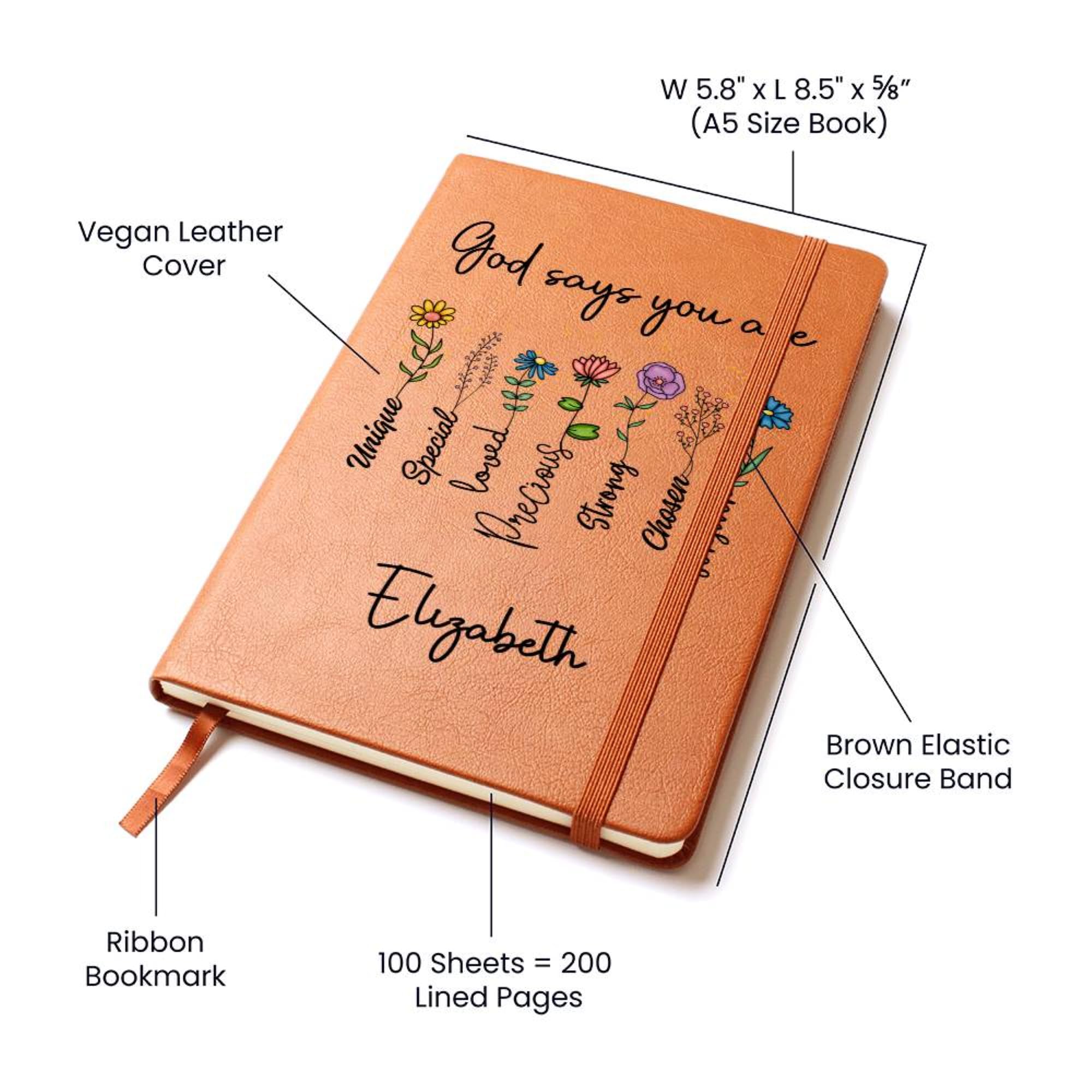 Custom A5 Vegan Leather Prayer Journal - Personalized Christian Gift for Bible Study & Devotionals