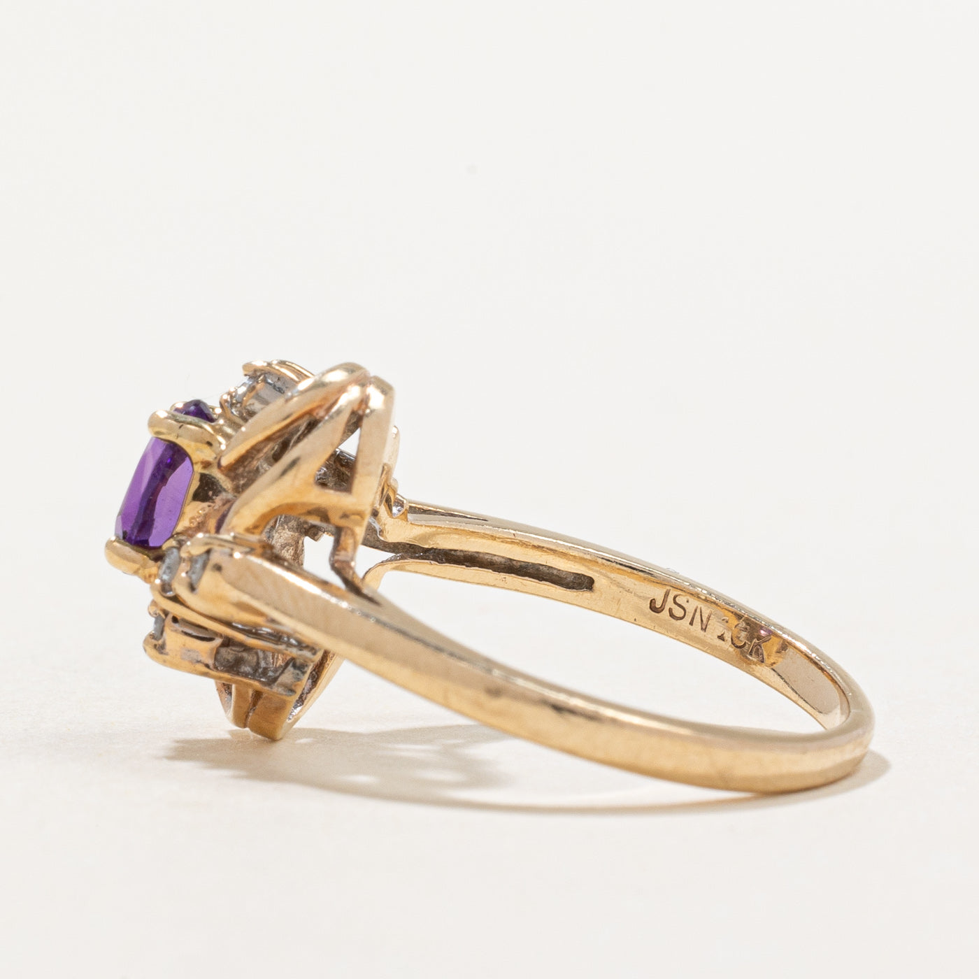 Amethyst & Diamond Ring - 0.32ct Amethyst with 0.04ctw Diamond Accents - Size 5 - Elegant Purple Gemstone Jewelry for Women - Perfect for Engagement, Anniversary & Special Occasions