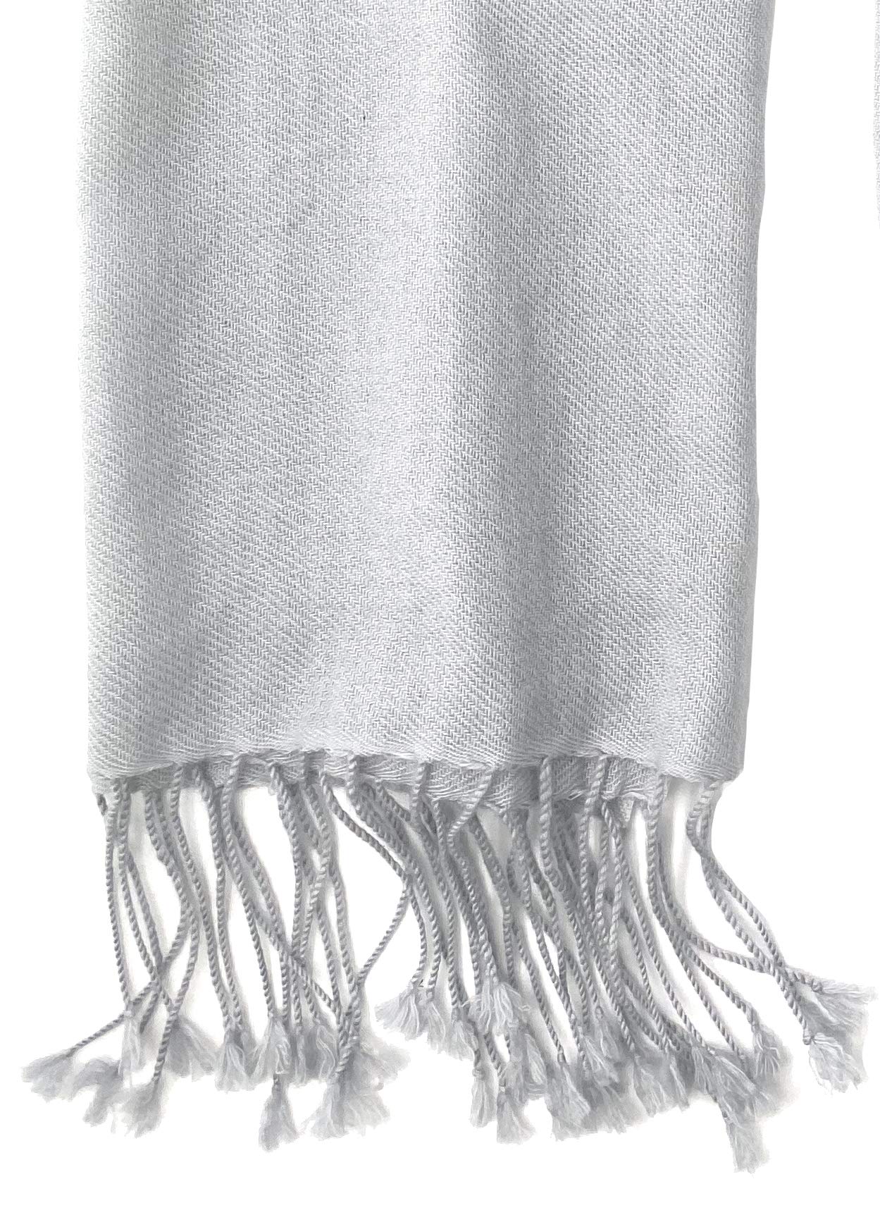 Luxury 100% Pure Cashmere Pashmina Shawl Wrap - 2-Ply Soft Light Grey Scarf for Women - Perfect for Travel, Weddings & Evening Events
