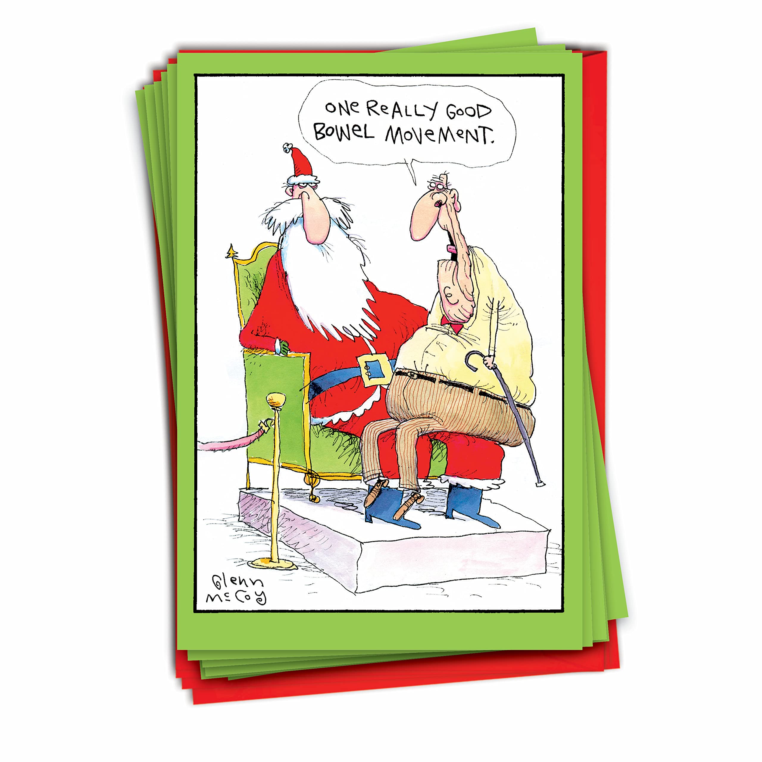 NobleWorks - 12 Funny Christmas Greeting Cards with Envelopes, Holiday Humor Boxed Set (1 Design, 12 Cards) - Perfect for Office Parties, Family Gatherings & Secret Santa Exchanges