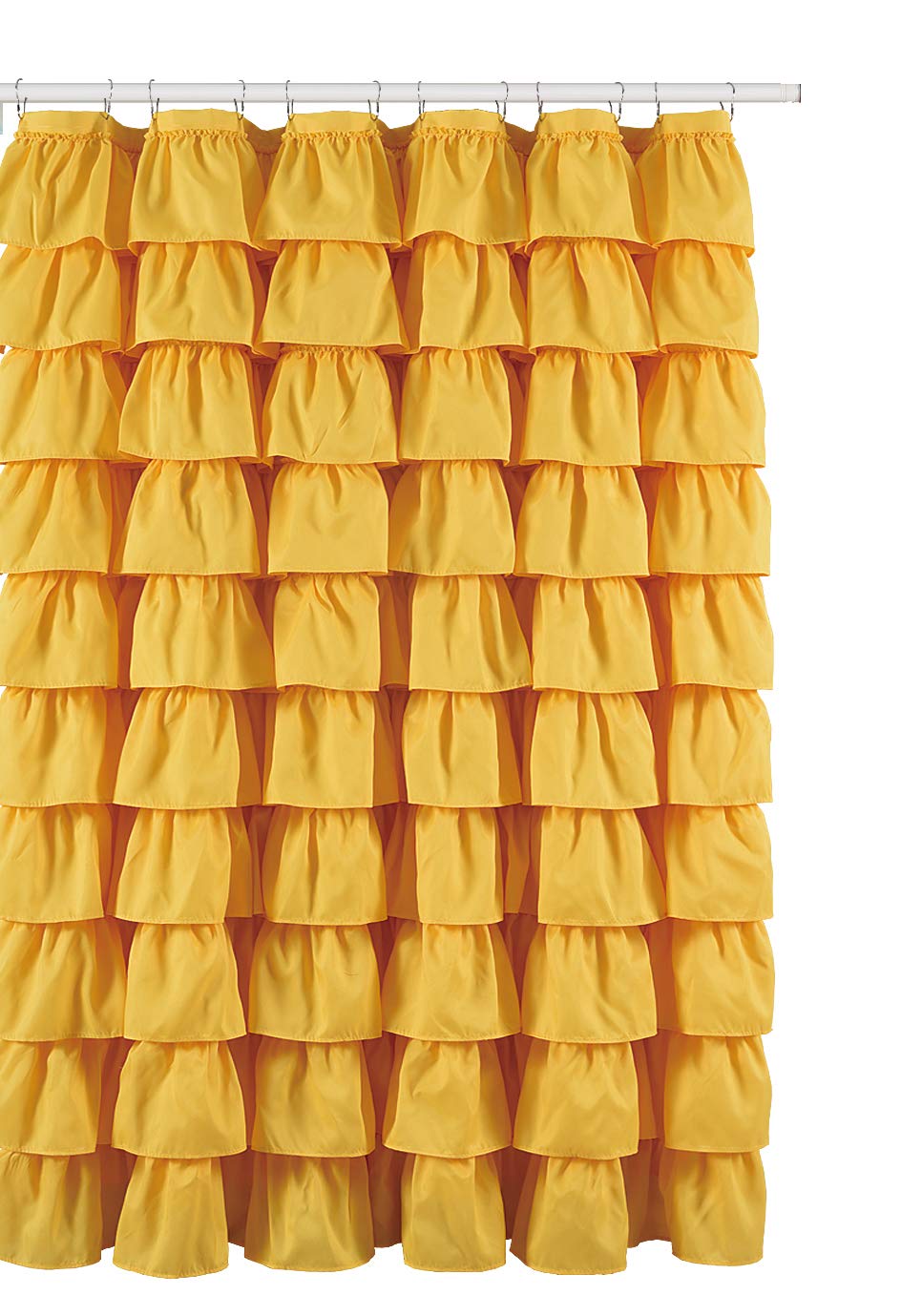 Flamenco Ruffle Shower Curtain - Waterproof Bathroom Decor in Vibrant Yellow | Perfect for Boho, Spanish & Tropical Themed Bathrooms