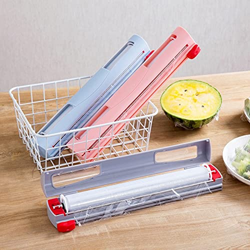 Reusable Plastic Wrap Dispenser with Slide Cutter - Magnetic Wall Mounted Cling Film Storage Box for Kitchen Food Freshness | Perfect for Meal Prep, Leftovers & Food Preservation