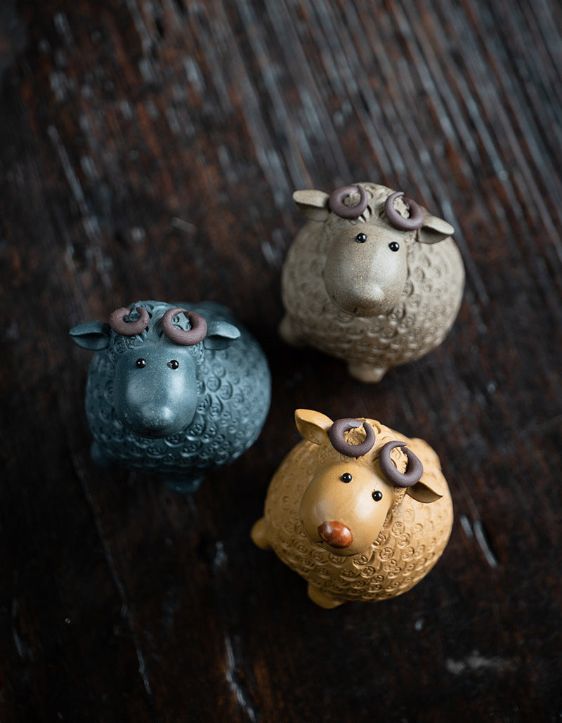 Authentic Yixing Clay Sheep Tea Pet - Handcrafted Chinese Tea Companion for Tea Ceremony & Meditation - Perfect Gift for Tea Lovers