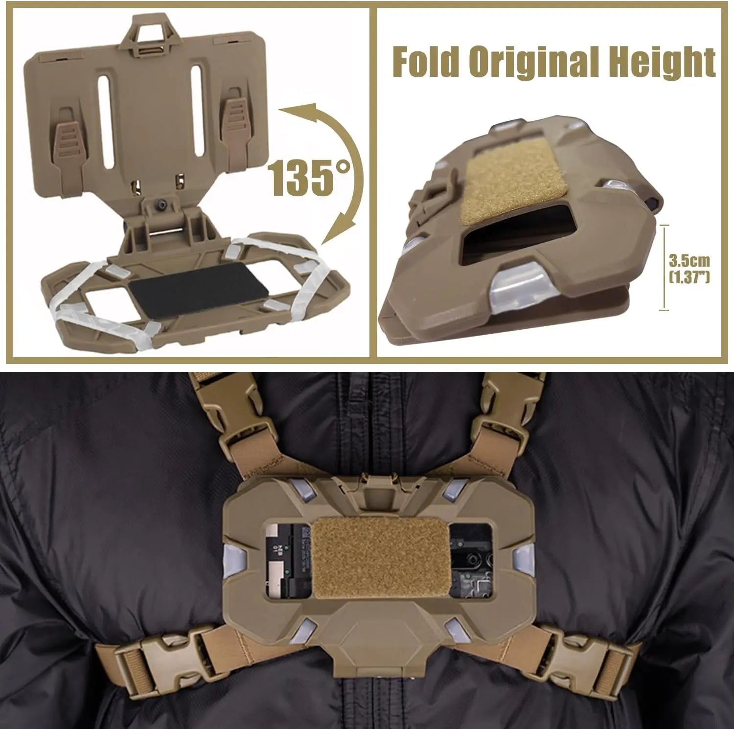 Tactical MOLLE Folding Navigation Board & Smartphone Holder Set - Military GPS Map Mount for Hiking, Camping & Off-Road Adventures