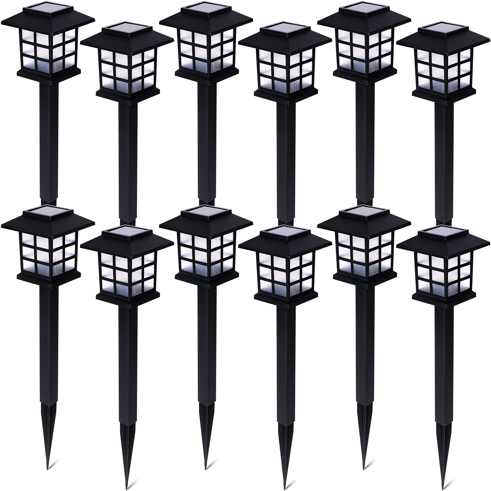 ZONETECH 12-Pack Solar Powered Outdoor LED Lights – Waterproof Bright Pathway Lighting for Walkway, Patio, Yard, Lawn & Garden – Perfect for Nighttime Safety & Landscape Decoration