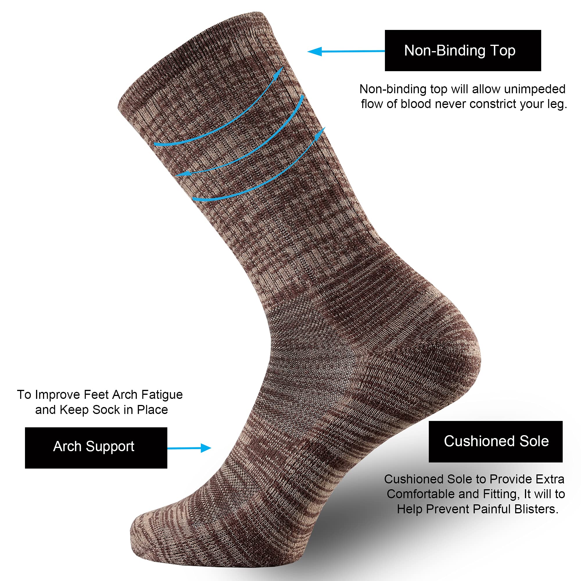 ONKE Merino Wool Cushion Crew Socks for Men - Moisture Wicking, Breathable & Comfortable Hiking Socks for Outdoor Activities, Walking & Daily Wear