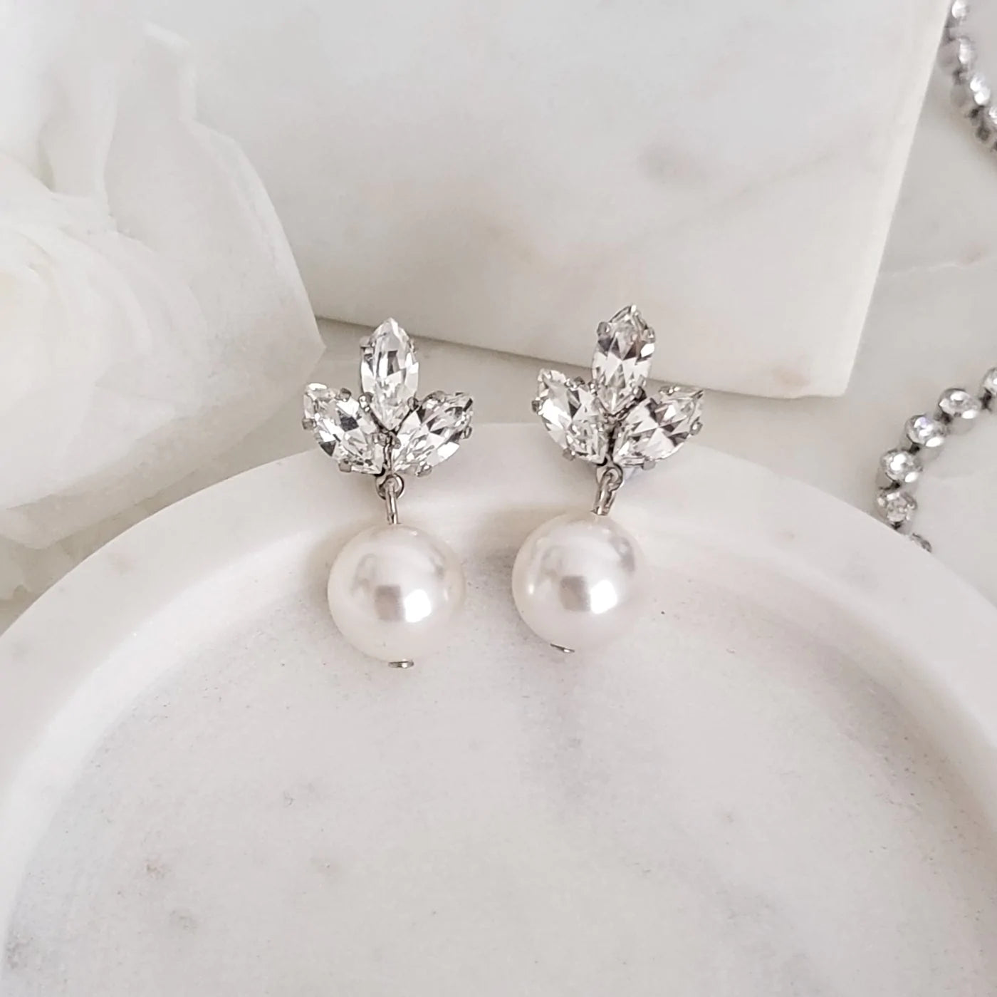 Anastasia Pearl Crystal Bridal Pearl Drop Earrings – Elegant Wedding Jewelry for Brides, Bridesmaids & Formal Occasions