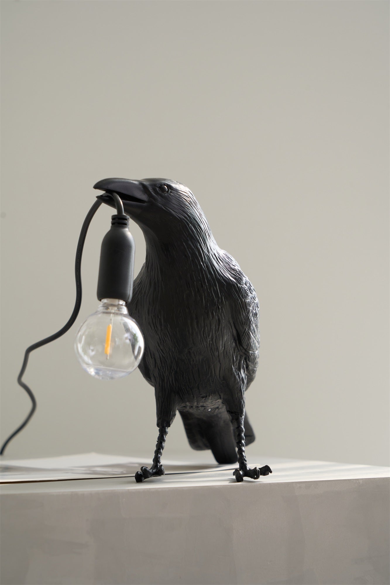 Raven Resin Table Lamp - Modern Gothic Home Decor for Bedroom, Living Room, Office - Handcrafted Night Light with Adjustable Brightness for Reading & Relaxation