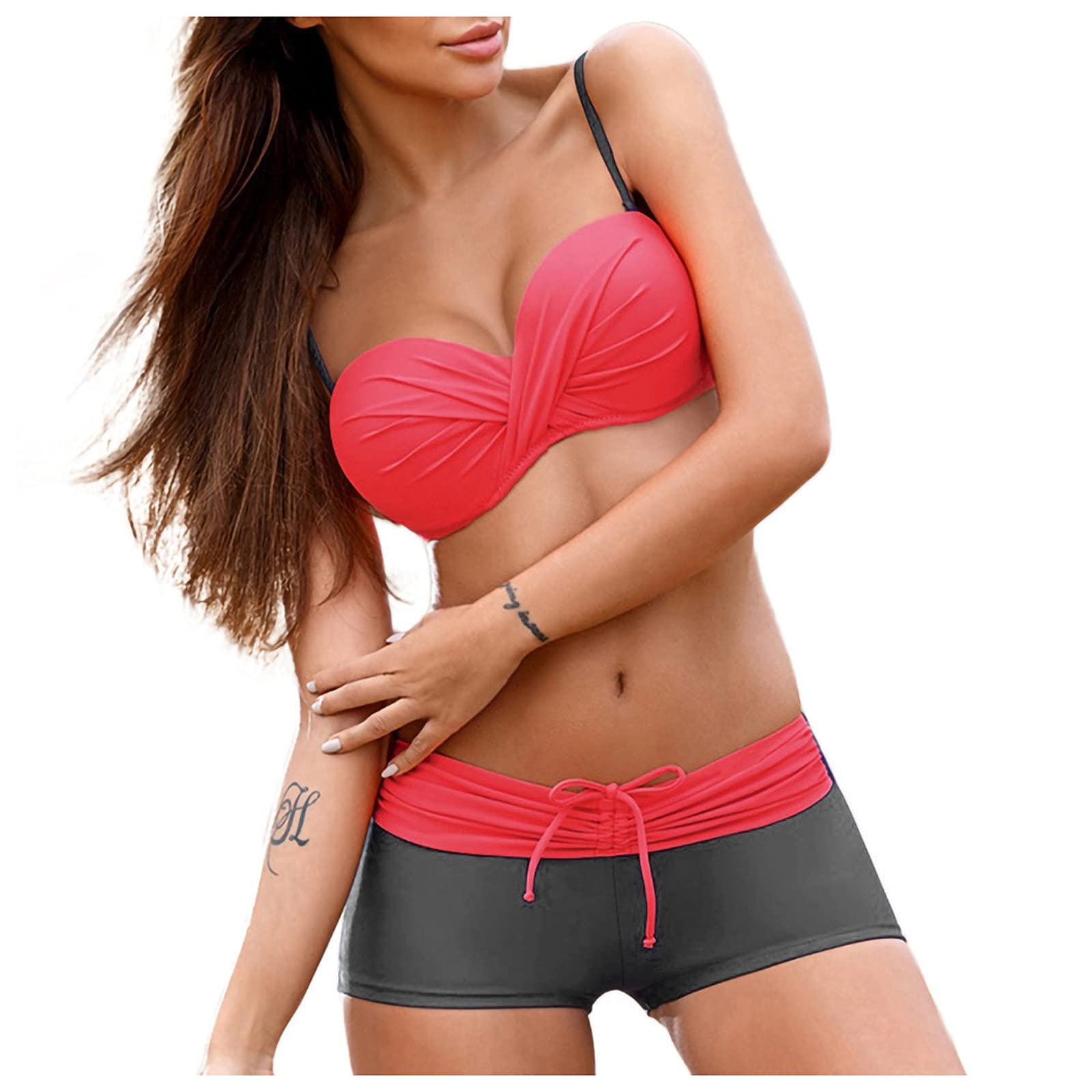 Women's Bikini Set - Floral Ruffled Swim Top & High Waisted Bottom | Sexy Two Piece Bathing Suit for Beach, Pool & Vacation | Plus Size Options Available