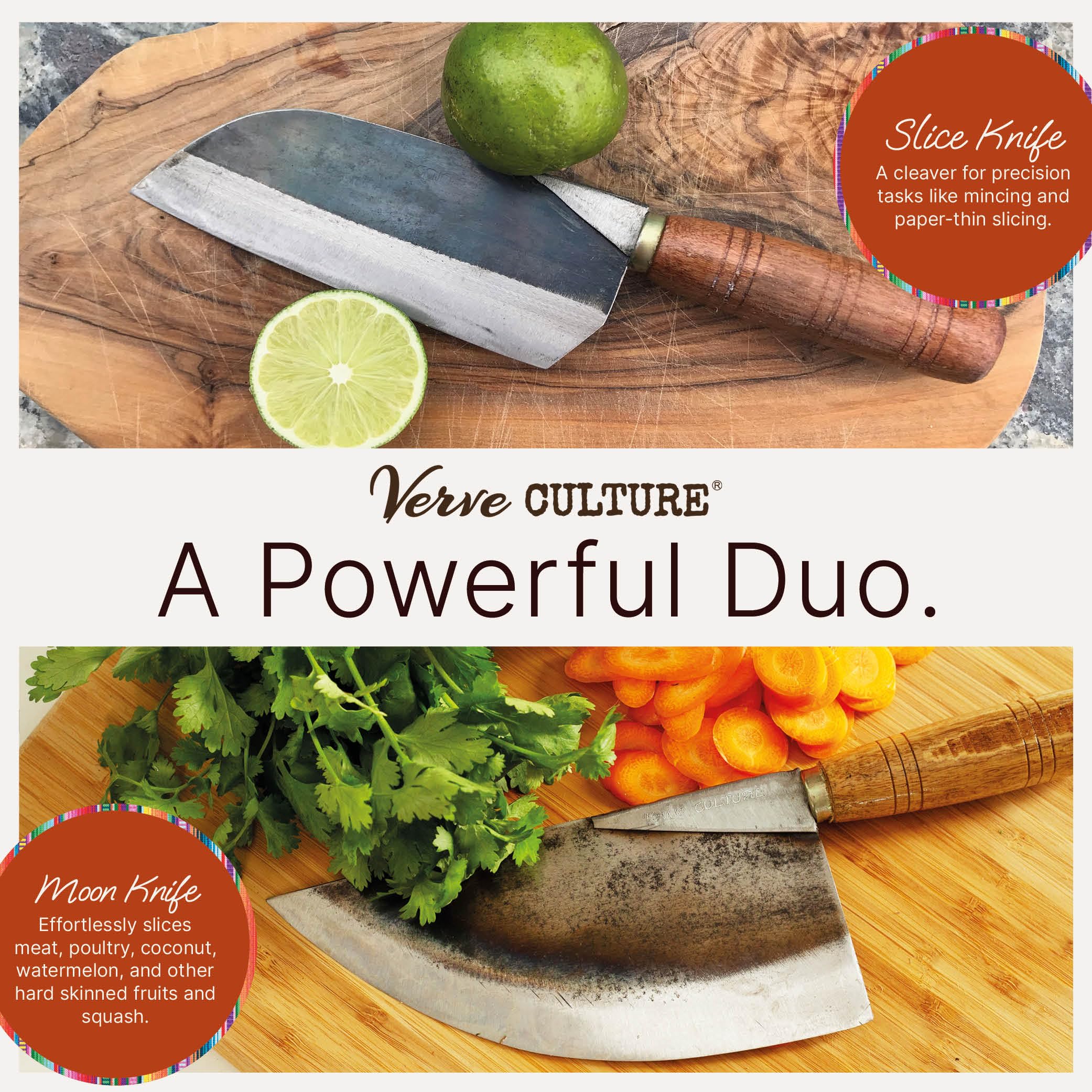 Premium Thai Chef's Moon Knife Set - 2 Hand-Forged Carbon Steel Knives for Professional Cooking & Asian Cuisine | Perfect for Slicing, Dicing & Food Preparation