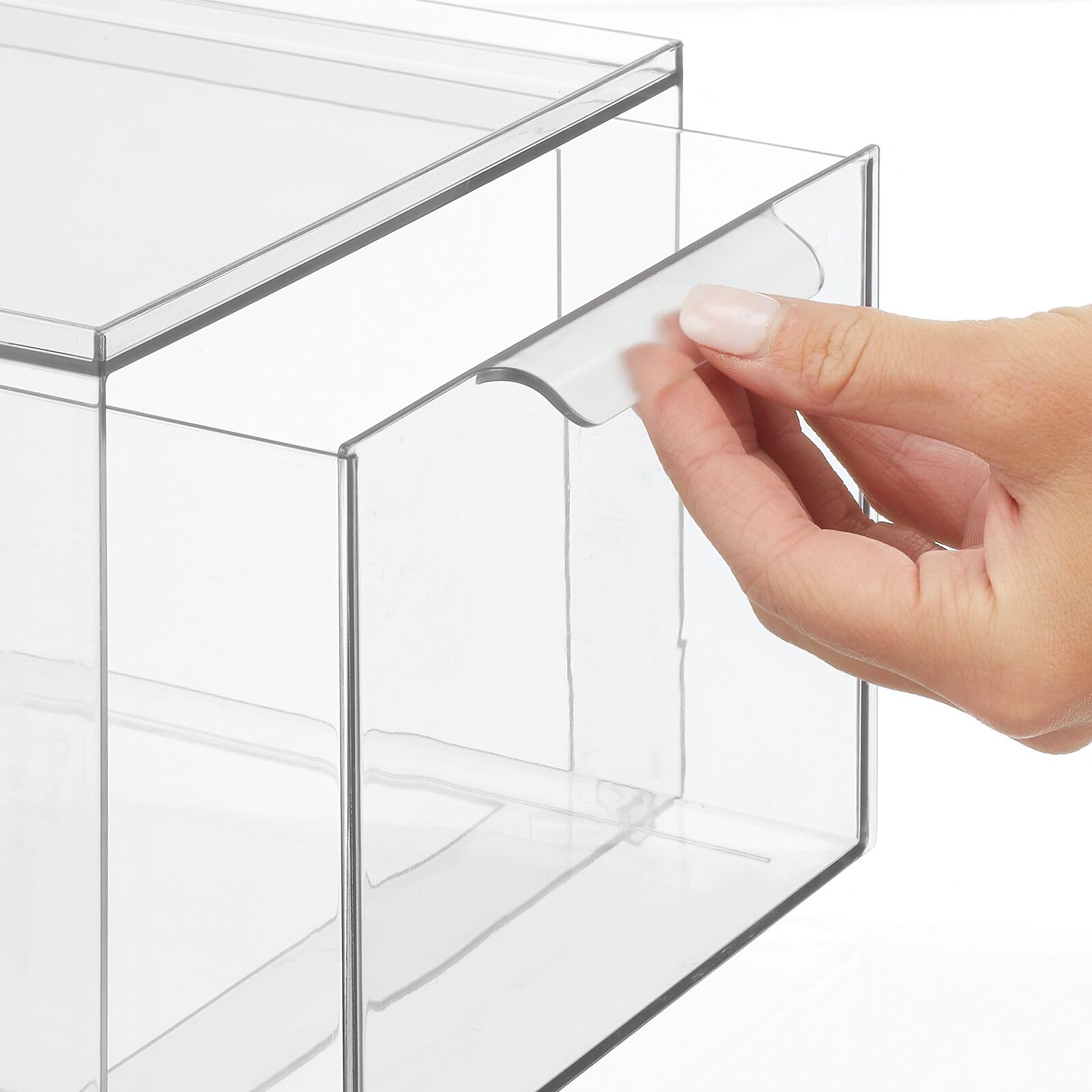 mDesign Clear Plastic Pantry Storage Bins with Pull-Out Drawers - 8-Pack Stackable Kitchen Organizers for Cabinets, Fridge & Freezer - Lumiere Collection - Perfect for Meal Prep, Grocery Storage & Home Organization