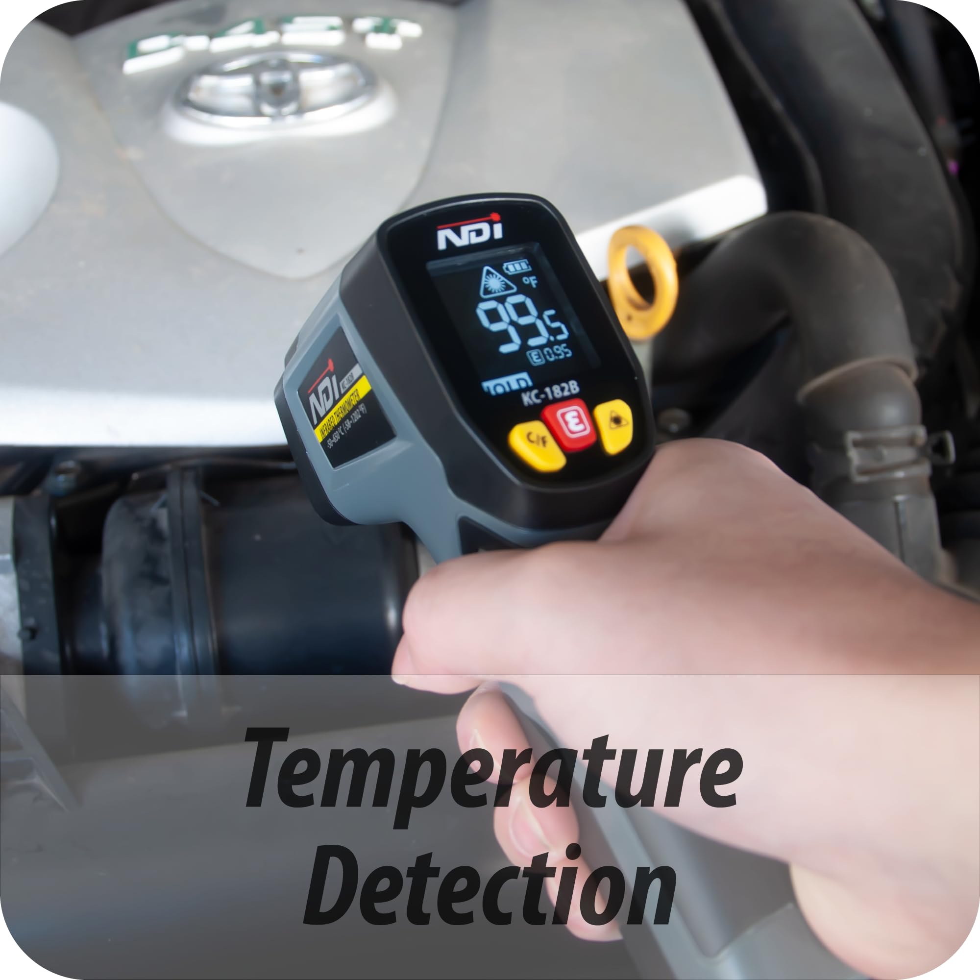 NDI Infrared Thermometer Gun -58°F to 1202°F, Digital Laser Temperature Reader with Adjustable Emissivity for Cooking, HVAC, Pizza Oven, Candy Making & Grilling - Perfect for Home Kitchen, Industrial Use & Food Safety Checks