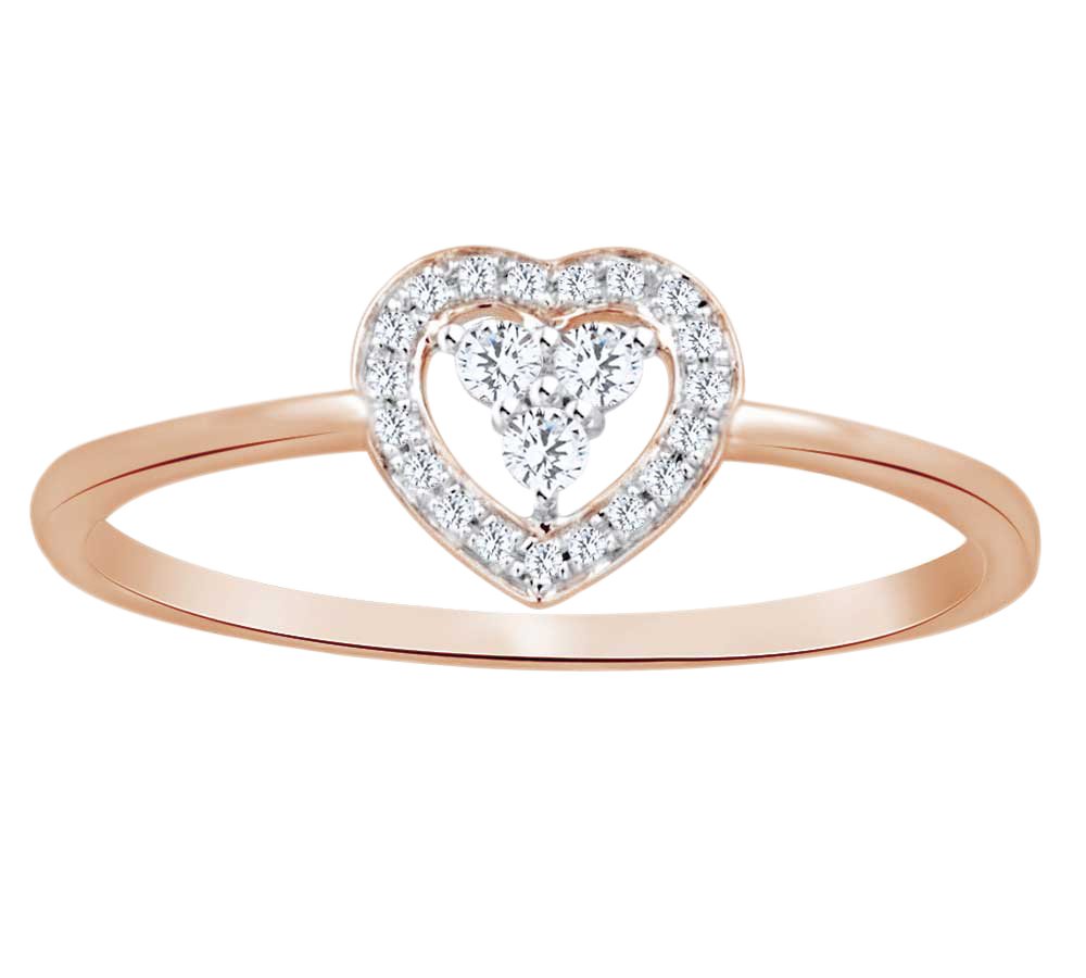 10K Solid Gold Heart Ring with 0.1 CTTW Natural Round White Diamonds - Perfect for Valentine's Day, Anniversary & Romantic Gifts