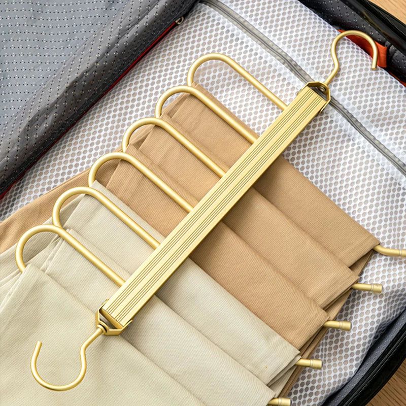 6-in-1 Folding 360° Rotatable Aluminum Alloy Pant Hangers - Space Saving Closet Organizer for Pants, Skirts & Trousers - Perfect for Home, Office & Travel Storage