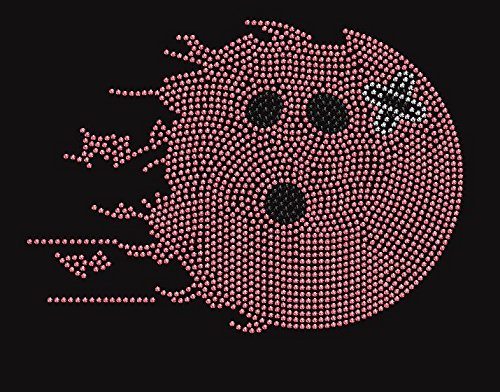 Bowling Ball Flame 55 Rhinestone Iron-On Transfer - DIY Custom Decal for T-Shirts, Jackets & Bags - Perfect for Sports Fans & Gift Giving