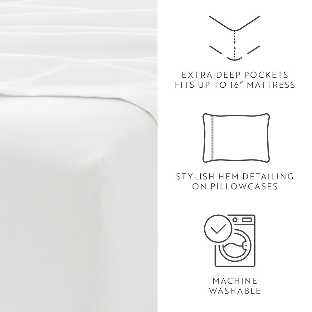 6-Piece Essential Sheet Set - Soft & Breathable Bed Sheets for Queen/King Size - Perfect for Home, Hotel & Guest Room Comfort