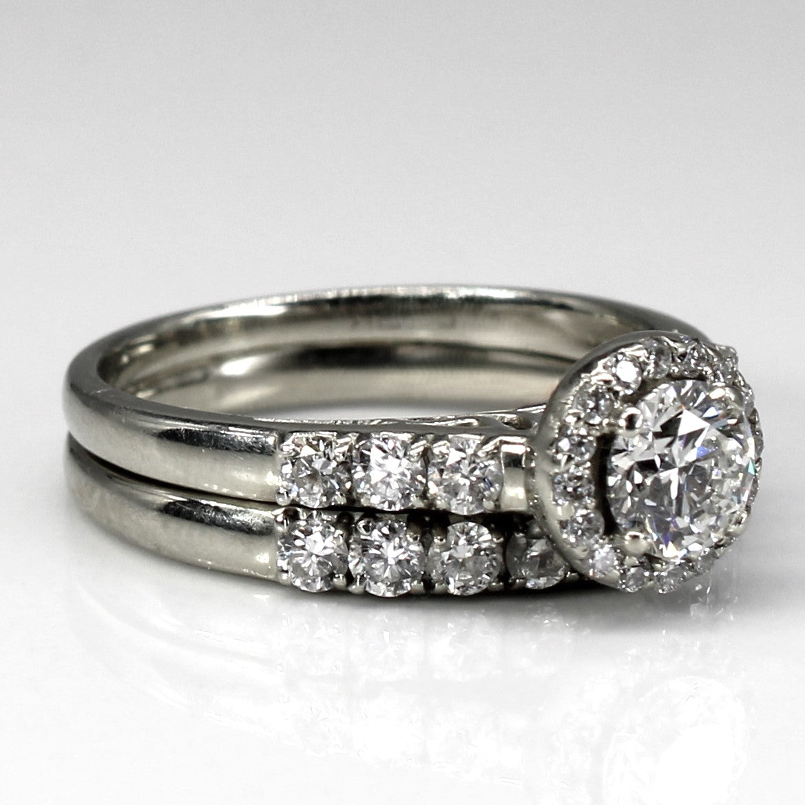 1.37ctw SI2 G Halo Diamond Engagement Ring Set - Size 7 | Wedding, Proposal, Anniversary Gift for Her | Elegant Bridal Jewelry