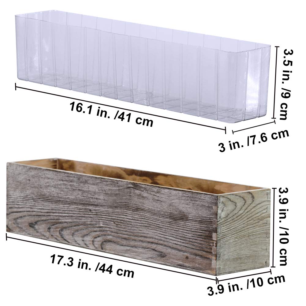 Whitewashed Wooden Planter Box with Inner Plastic Liner - 17.3