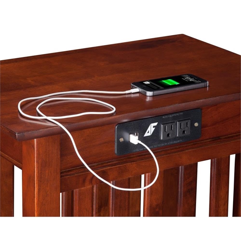 Fremont Chair Side Table with USB Charger - Modern End Table for Living Room, Bedroom, or Office - Convenient Charging Station for Phones & Devices