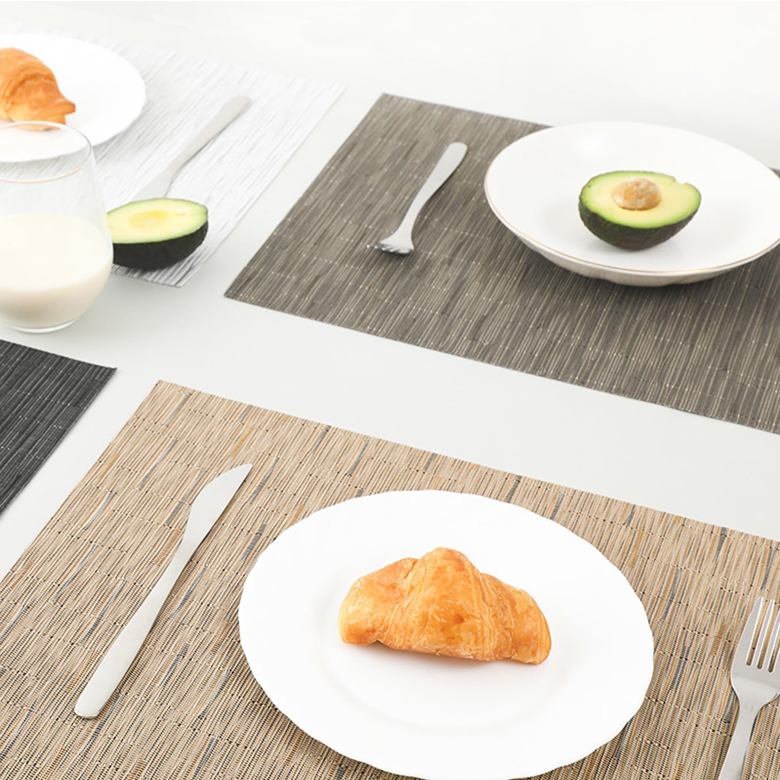 Heat-Resistant & Stain-Resistant Non-Slip Placemats Set of 4 - 11.8x17.7 Inch Washable Insulated Table Mats for Kitchen Dining, Home Decor - Perfect for Everyday Meals, Dinner Parties & Holiday Gatherings (Off-White)
