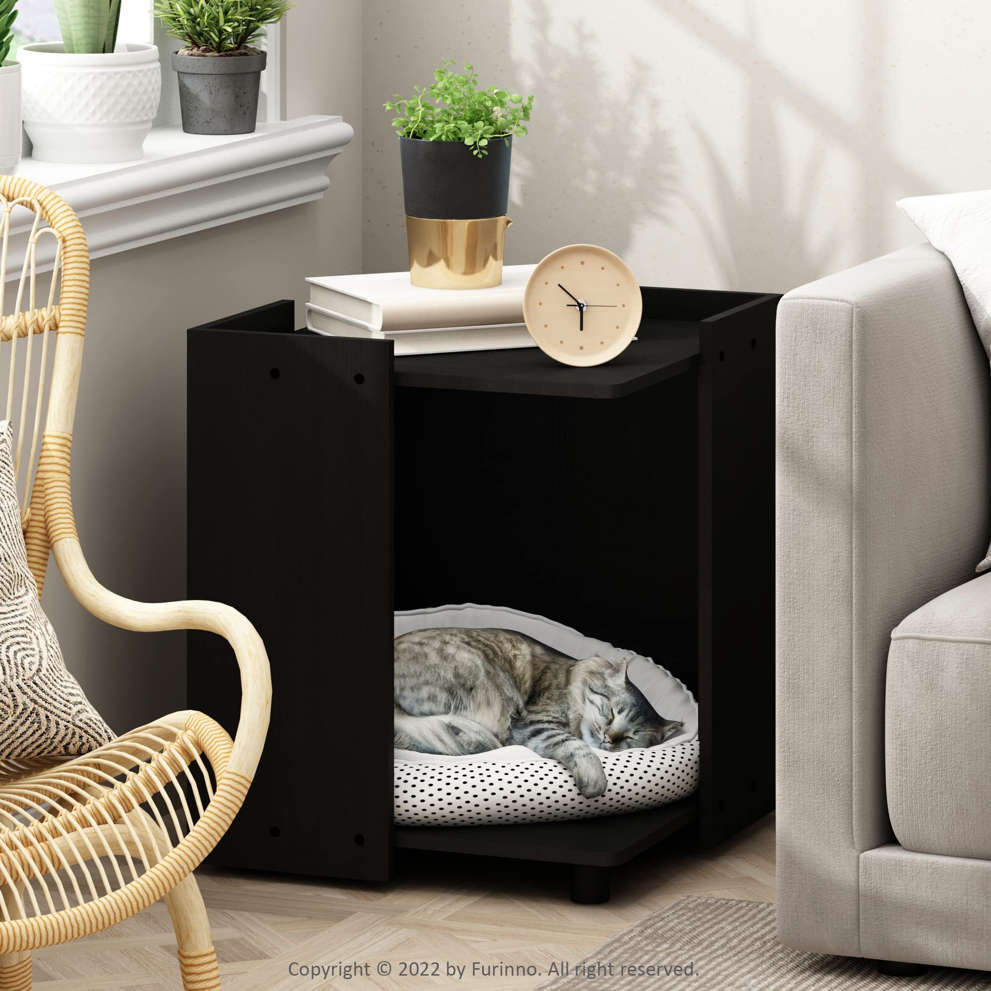 Furinno Peli Cat Litter Box Enclosure - Stylish & Odor-Controlling Pet Furniture for American Homes | Perfect for Small Spaces & Home Decor