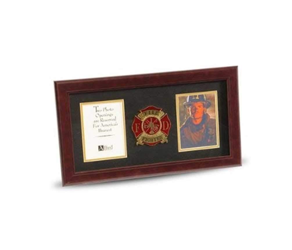 4x6 Double Picture Frame for Firefighter Medallion - Display Two Photos with Pride - Perfect for Fire Station, Home Decor & Memorial Displays