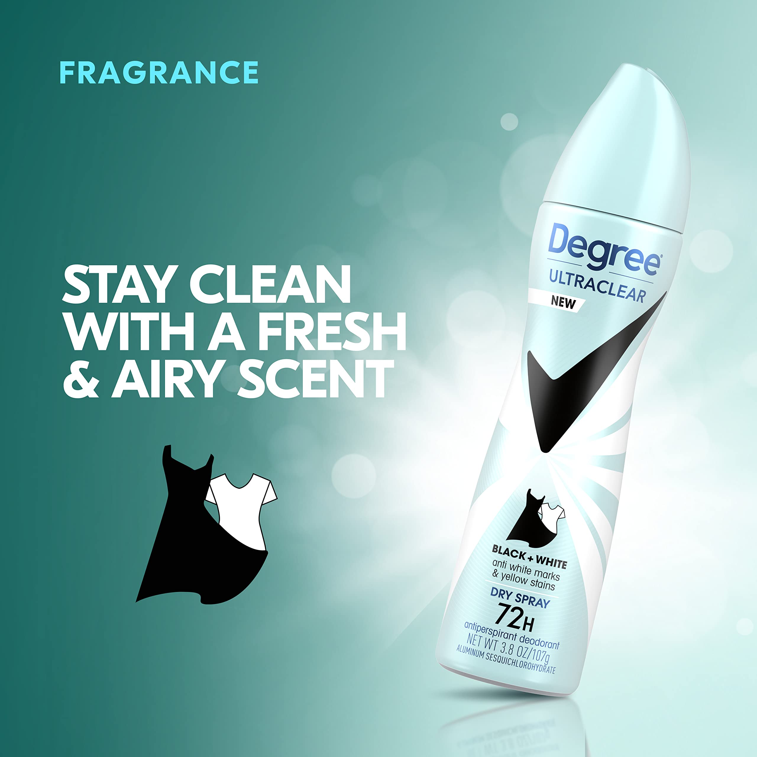Degree Ultraclear Women's Antiperspirant Deodorant Dry Spray - 48-Hour Odor & Wetness Protection, Invisible Finish - Perfect for Gym, Work & Everyday Freshness