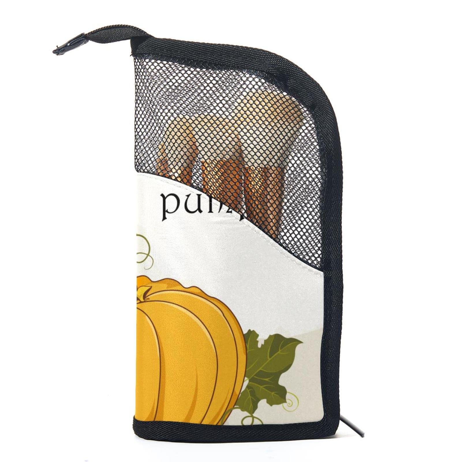 12-Piece Makeup Brush Organizer Bag with Portable Holder Case - Perfect for Halloween Pumpkin Makeup & Travel Cosmetic Storage