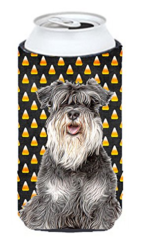 Halloween Candy Corn Schnauzer Dog Tall Boy Bottle Sleeve - Insulated Beer Can Cooler for Parties, Tailgating & Outdoor Events