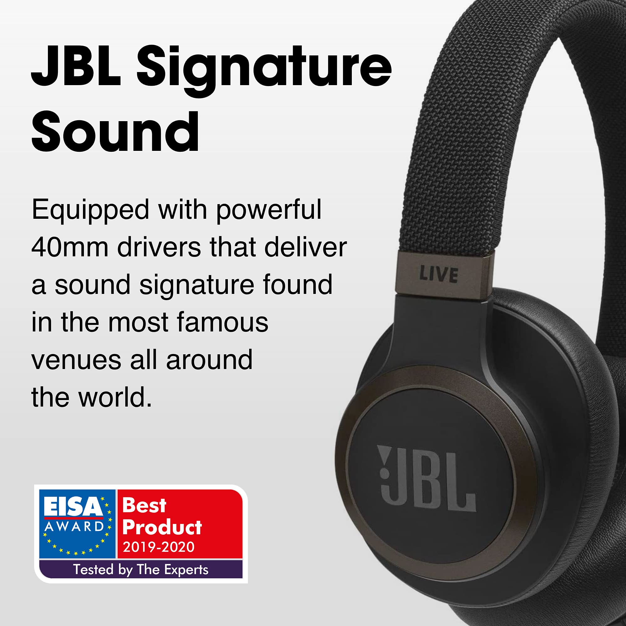 JBL Live 650BTNC Wireless Over-Ear Bluetooth Headphones with Active Noise Cancellation, 30-Hour Battery Life, Built-in Mic - Blue | Perfect for Travel, Work & Music Lovers