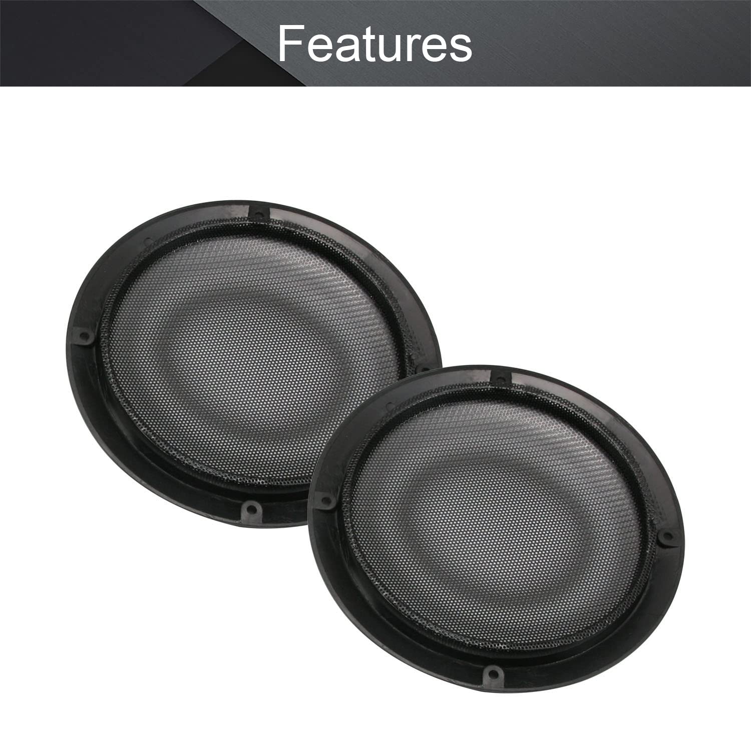 Fielect 2Pcs 6.5 Inch Speaker Grill Mesh Cover - Black Metal Subwoofer Guard with 8 Screws - Decorative Audio Accessories for Car, Home & Studio Sound Systems