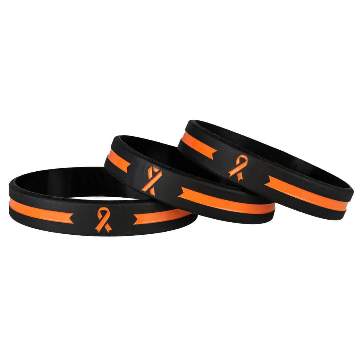 Sainstone Orange Mental Health Awareness Silicone Bracelet - Cancer Support Wristband for Patients, Survivors & Caregivers - Unisex Rubber Wristbands for Men & Women - Perfect for Fundraisers, Charity Events & Daily Wear