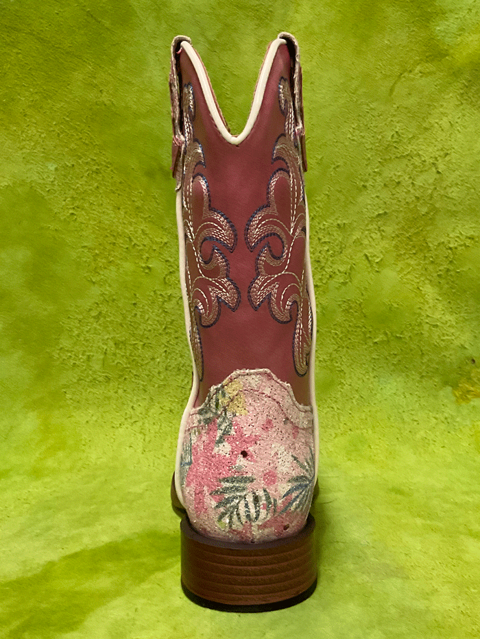 Roper Kids Glitter Floral Boots - Pink Cowgirl Boots for Girls, Sparkly Western Booties with Floral Design | Perfect for Dress Up, Parties & School Events