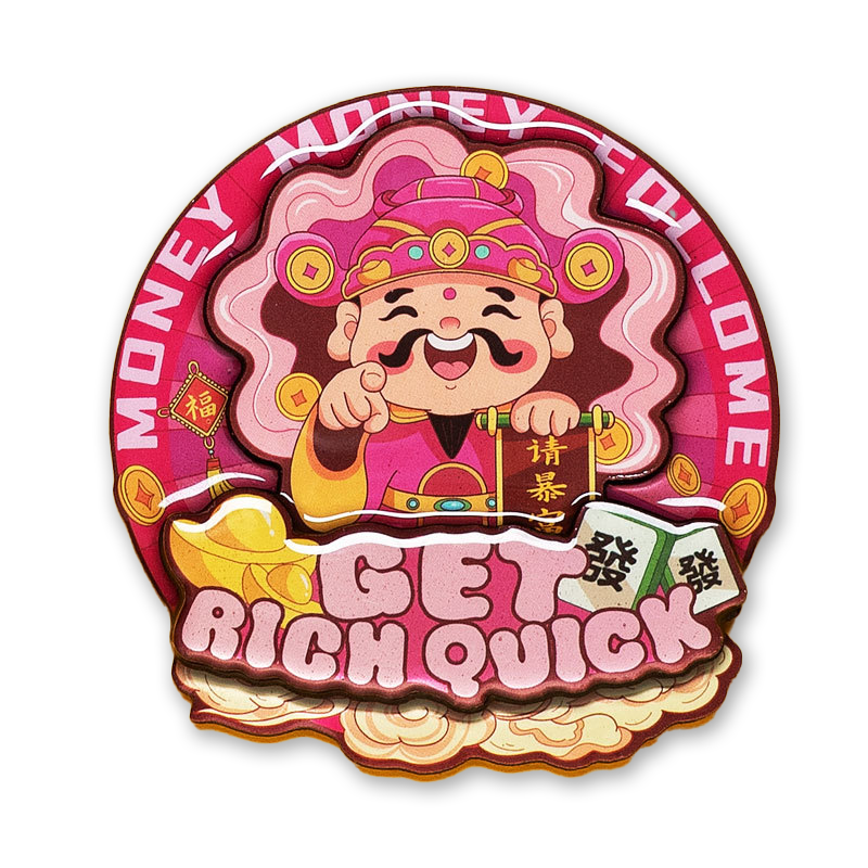 Lucky Pink Fortune God Magnetic Fridge Sticker - Cute Decorative Magnet for Home, Kitchen, Office & Dorm Room - Perfect for Good Luck Charm & Organization