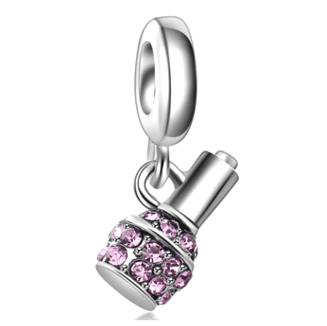 J&M Pink Dangle Nail Polish Charm for Bracelets - DIY Jewelry Making