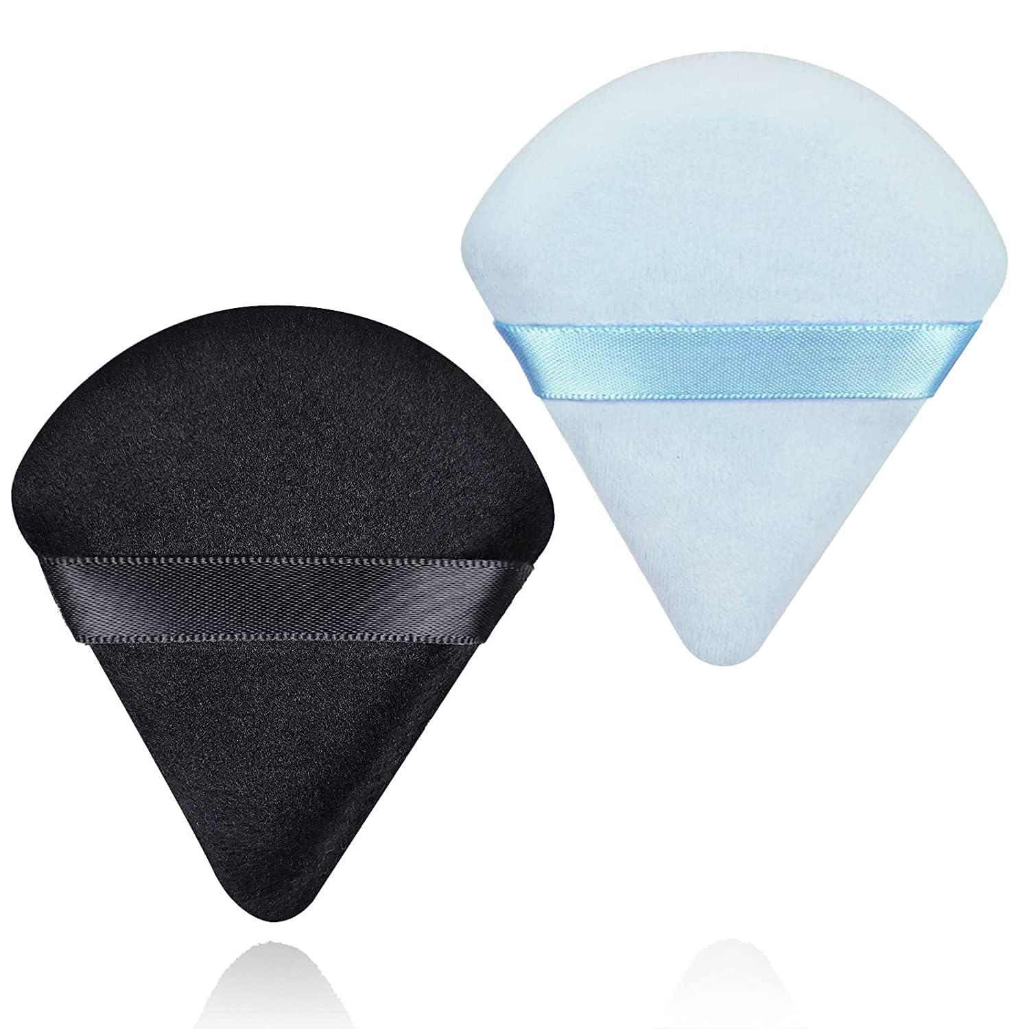 Jnkb 2 Pack Triangle Makeup Sponges - Soft Reusable Powder Puffs for Foundation & Loose Powder, Washable Cosmetic Blenders for Face & Body (Multicolor) - Perfect for Liquid, Cream & Powder Makeup Application