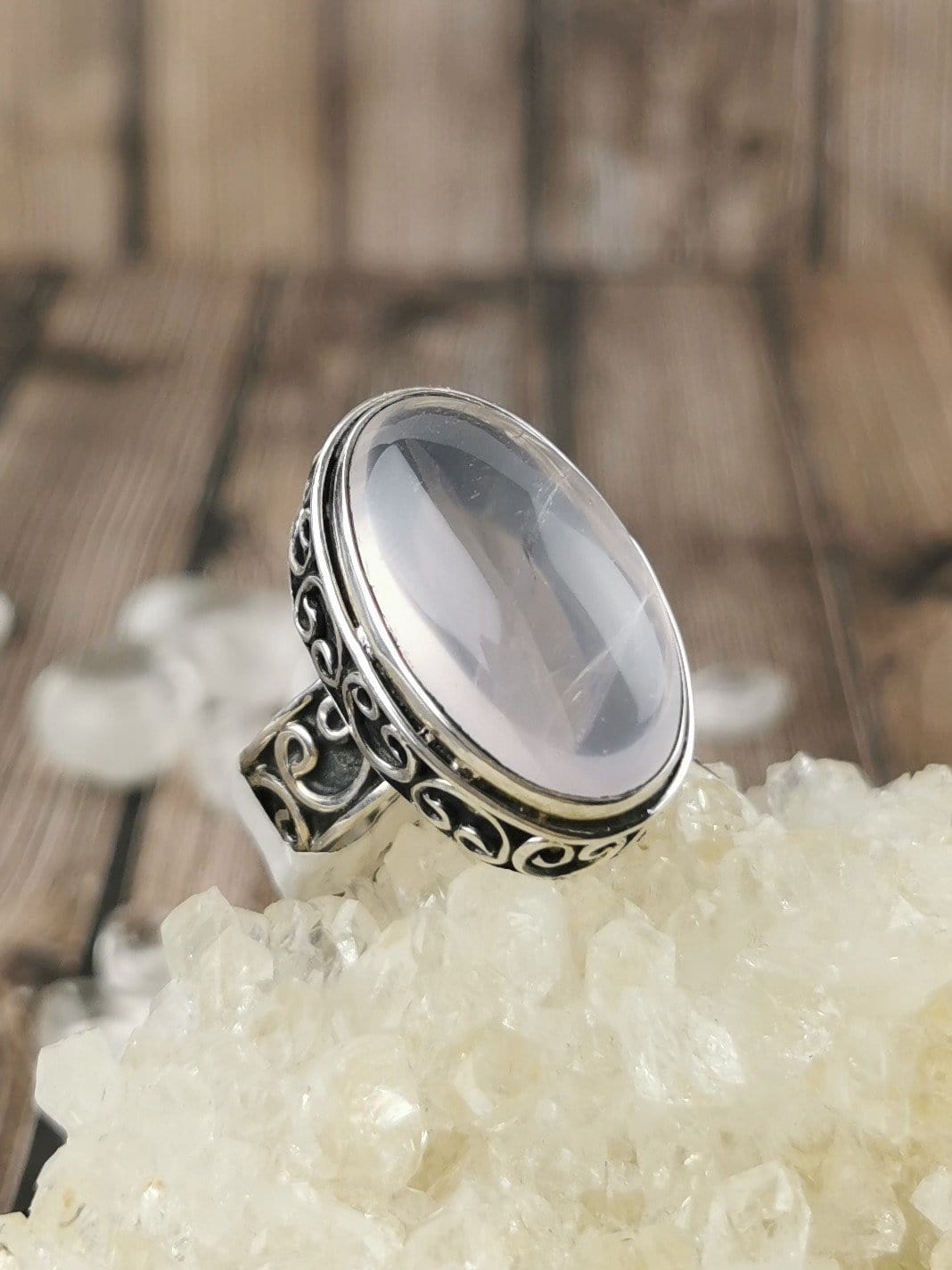 Chunky Rose Quartz Ring for Women Size 7.5 - Healing Crystal Jewelry for Spiritual Protection, Love & Positive Energy - Perfect for Meditation, Yoga & Everyday Wear
