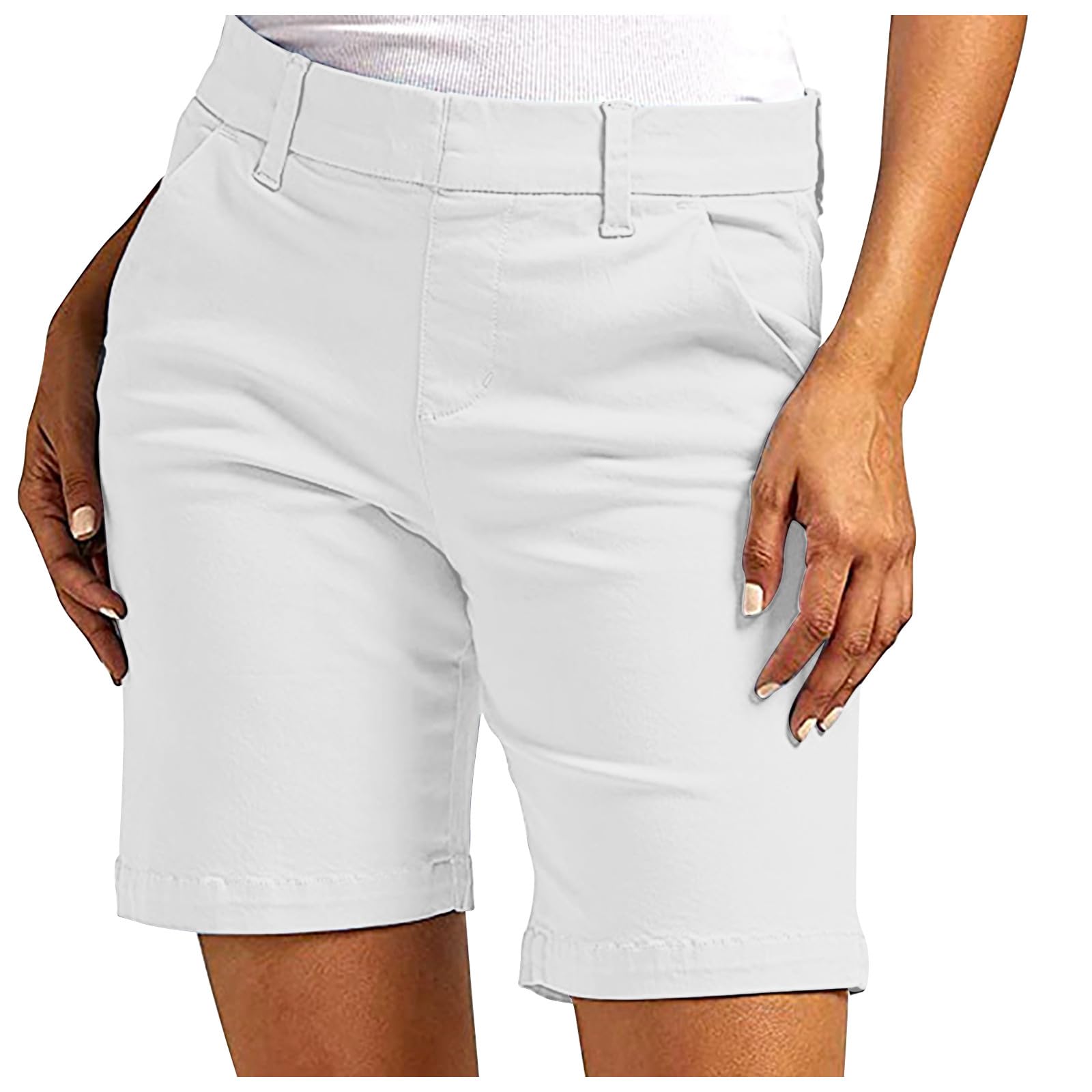 Y2K Stretchy Women's Bermuda Shorts - High Waisted Casual Summer Shorts for Outfits