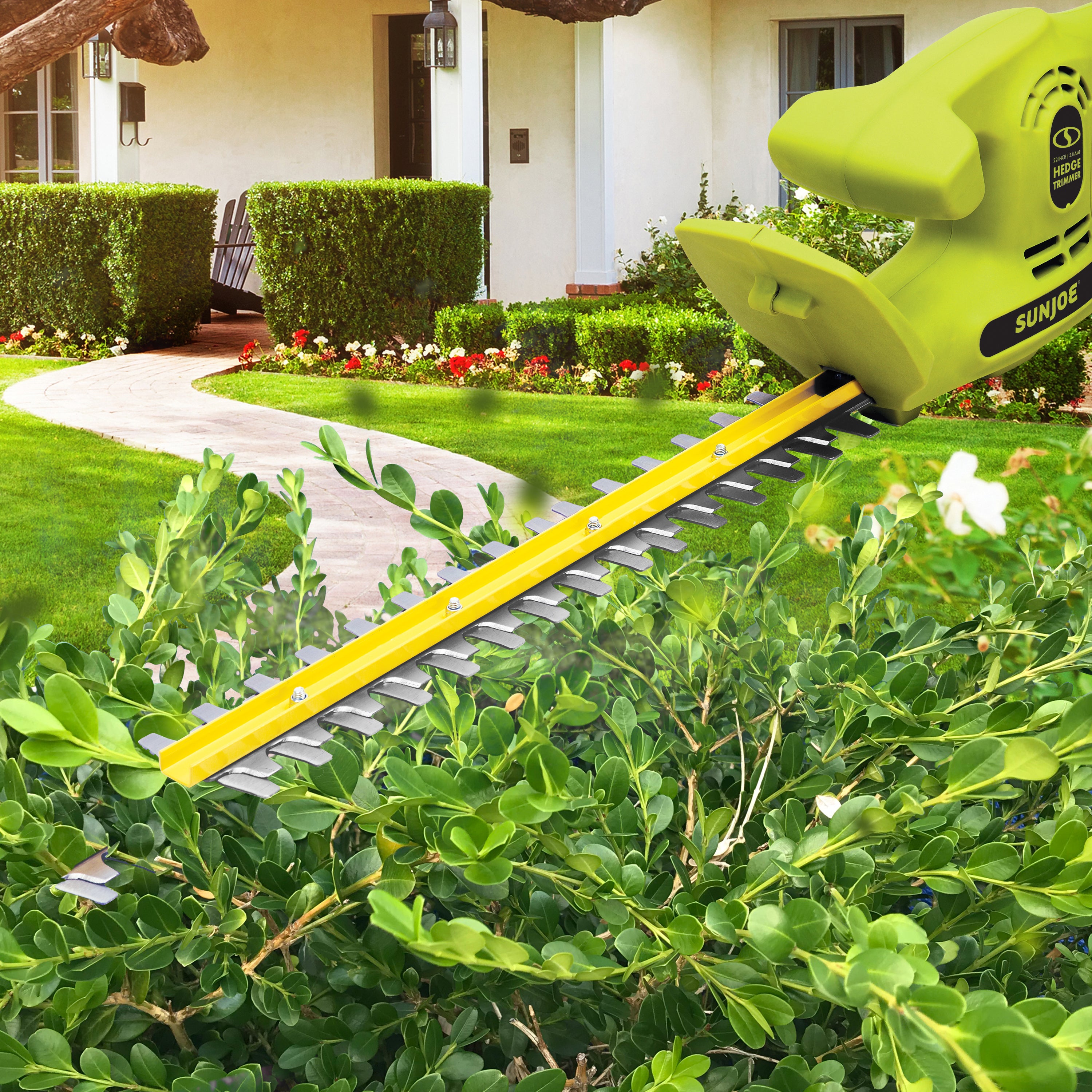 Sun Joe HJ22HTE MAX 22-Inch 3.8 AMP Electric Hedge Trimmer - Dual Action & Dual Handed Safety Design for Perfect Garden Shaping & Landscaping | Ideal for Bushes, Shrubs & Hedge Maintenance