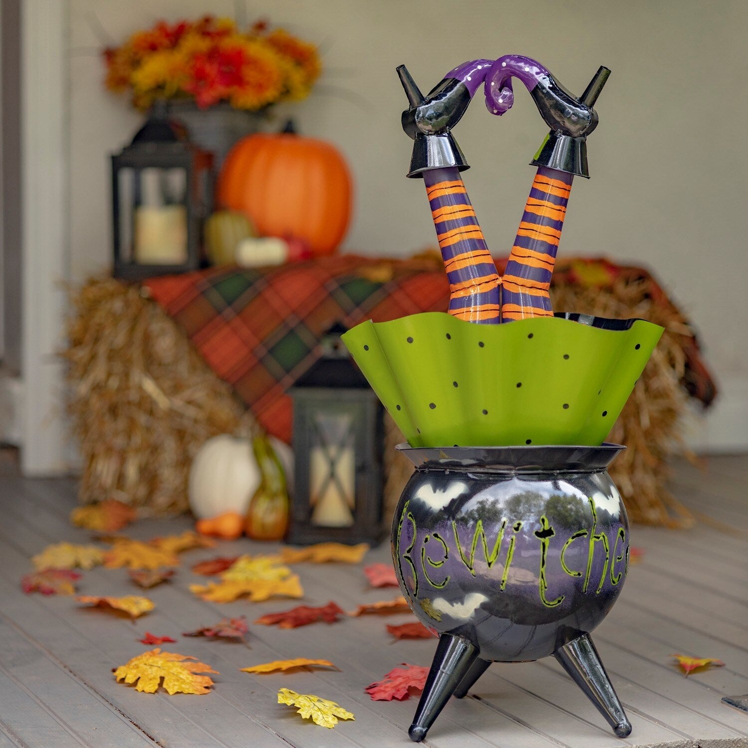 Bewitched Halloween Cauldron with Witch Legs & LED Lights - Spooky Party Decor for Witch Themed Events & Trick or Treating