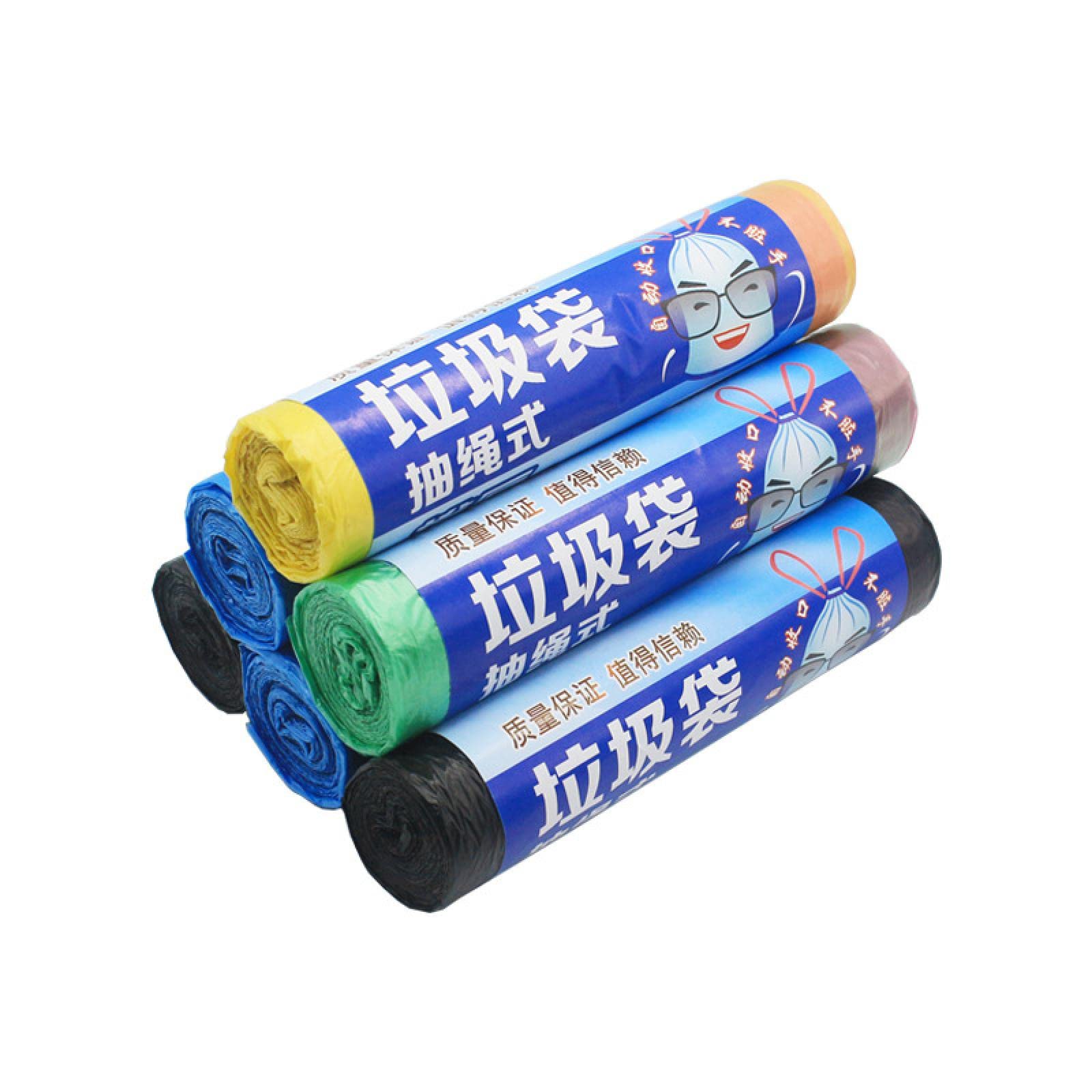 Disposable Drawstring Trash Bags - Automatic Closing, No Dirty Hands, Single Roll (Random Colors) - Perfect for Kitchen, Bathroom & Office Waste Disposal