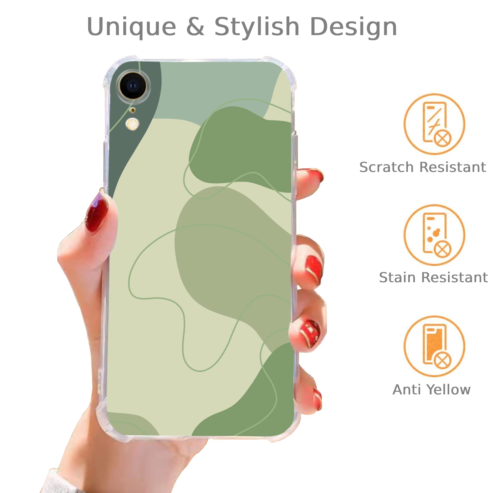 Eco-Friendly Sage Green iPhone XR Case - Minimalist Line Art Design, Trendy TPU Bumper Cover for Men & Women | Perfect for Daily Use, Travel & Office Protection