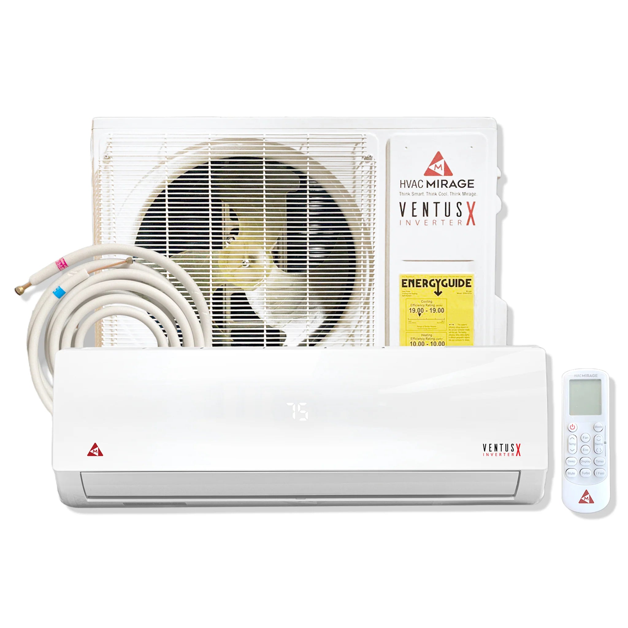 Mirage Ventus X 9,000 BTU 20 SEER Ductless Mini Split Air Conditioner & Heat Pump - 110V/60Hz - Energy Efficient Cooling & Heating for Small Rooms, Bedrooms, and Offices