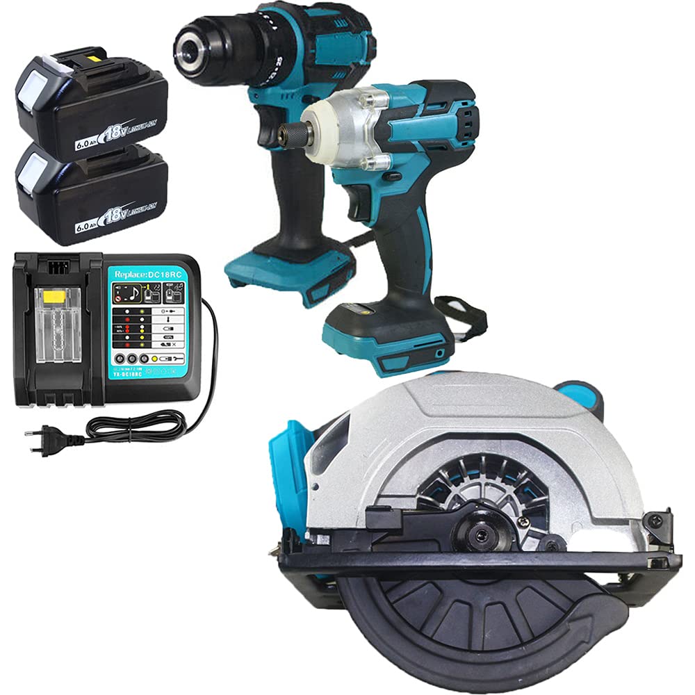 **20V Cordless Power Tool Combo Kit - Drill, Impact Driver & Circular Saw with 2 Batteries & Fast Charger | BL1850 Battery & DC18RC Charger Included | Perfect for DIY Projects, Home Repairs & Construction Work**