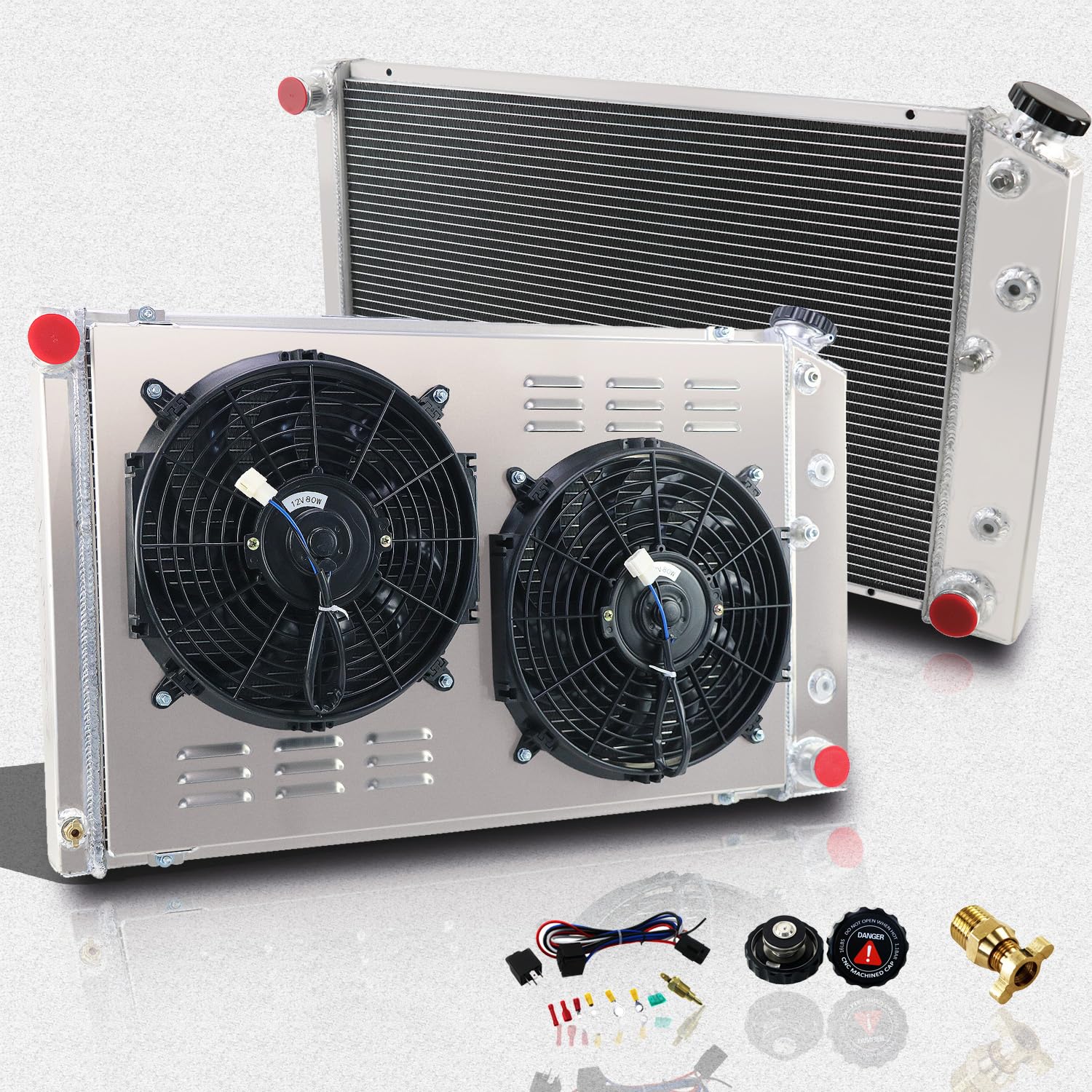 ColQuee CC162 3-Row Aluminum Radiator with Shroud & Dual 12
