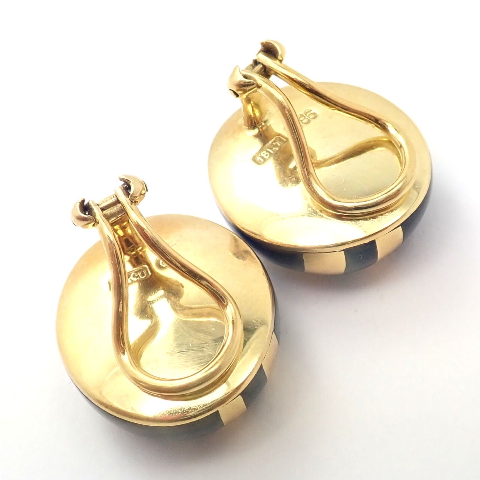 Tiffany & Co Cummings 18k Yellow Gold Mother of Pearl Black Jade Earrings - Luxury Vintage Dangle Earrings for Women - Perfect for Weddings, Parties & Special Occasions