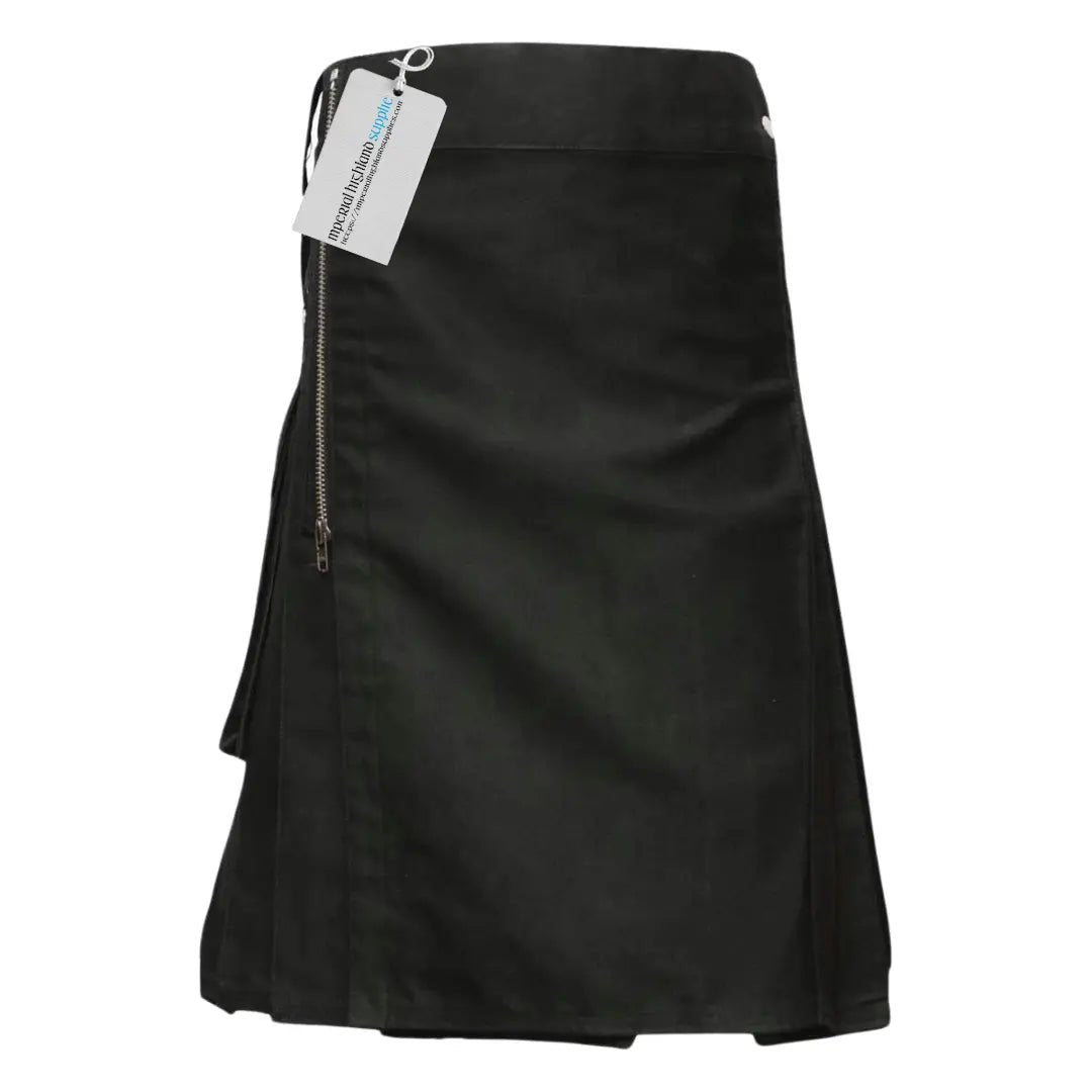 Gothic Fashion Black Utility Kilt for Men - Stylish Punk Rock Gothic Skirt with Pockets | Perfect for Cosplay, Renaissance Fairs & Alternative Fashion