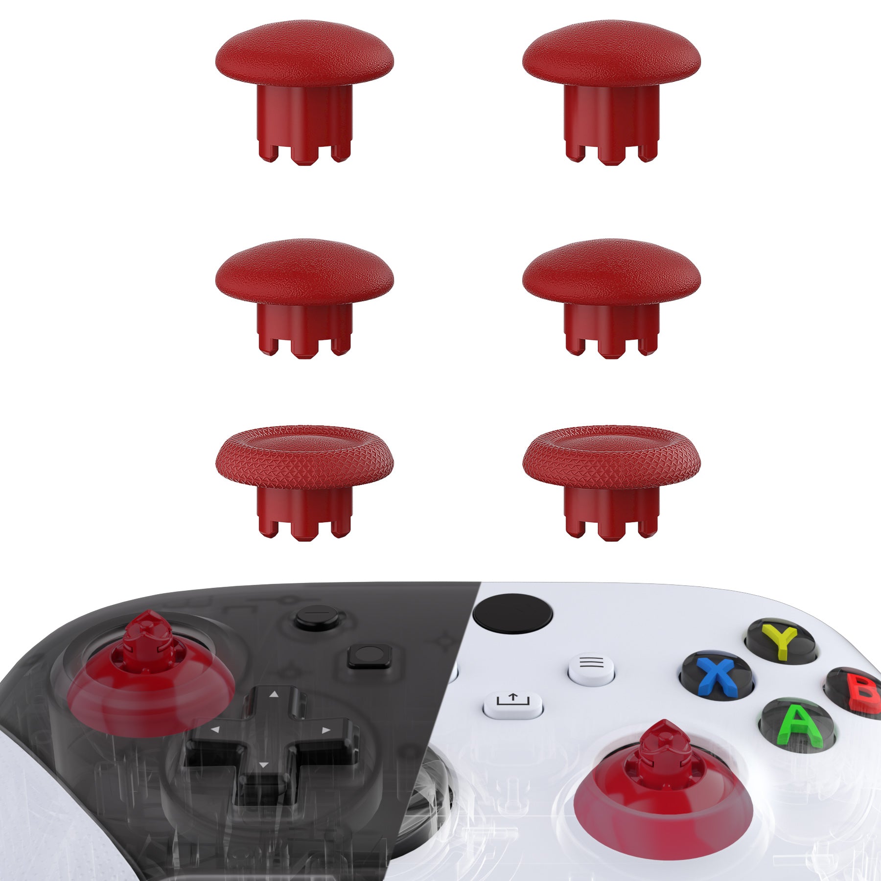 eXtremeRate EDGE Interchangeable Thumbsticks for Xbox Core Controller - Carmine Red Swappable Analog Joysticks Compatible with Xbox One S/X, Elite V1 & Nintendo Switch Pro Controller (AGLX3M004) - Perfect for Gaming, Customization & Enhanced Control