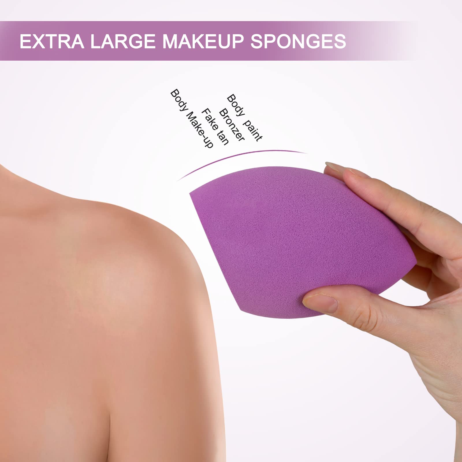 Extra Large 11cm Makeup Beauty Sponges Blender Set (1 Small + 1 Large) with 2 Sponge Holders - Perfect for Foundation, Fake Tan, Powder, Blending & Setting - Ideal for Professional Makeup Artists & Home Beauty Routines